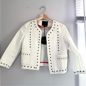 NWT Harlowe and Graham Brass Studded White Blazer